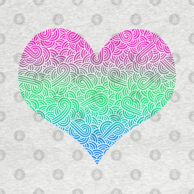 Ombré polysexuality colours and white swirls doodles heart by Savousepate